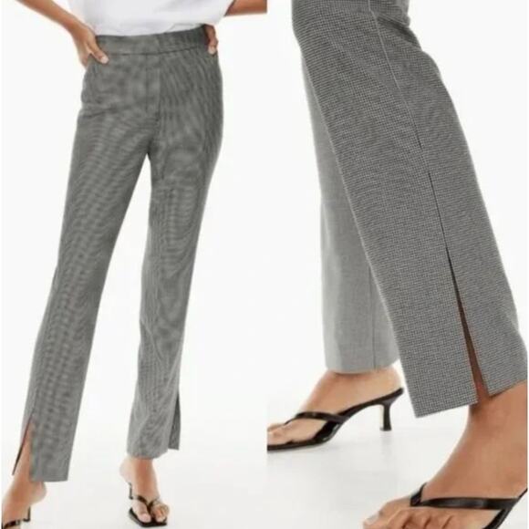 Babaton Atelier Houndstooth Trousers Gray Straight Leg Work Pant - Picture 1 of 7